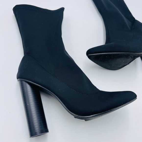 Bella Maria Black Sora Faux Suede Sock Boot Heels - Picture 3 of 10